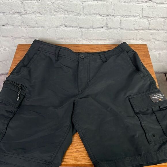 Quiksilver Waterman Board Shorts Men 30 Cargo Pocket Maldive Navy Blue Chino EUC - Picture 1 of 5